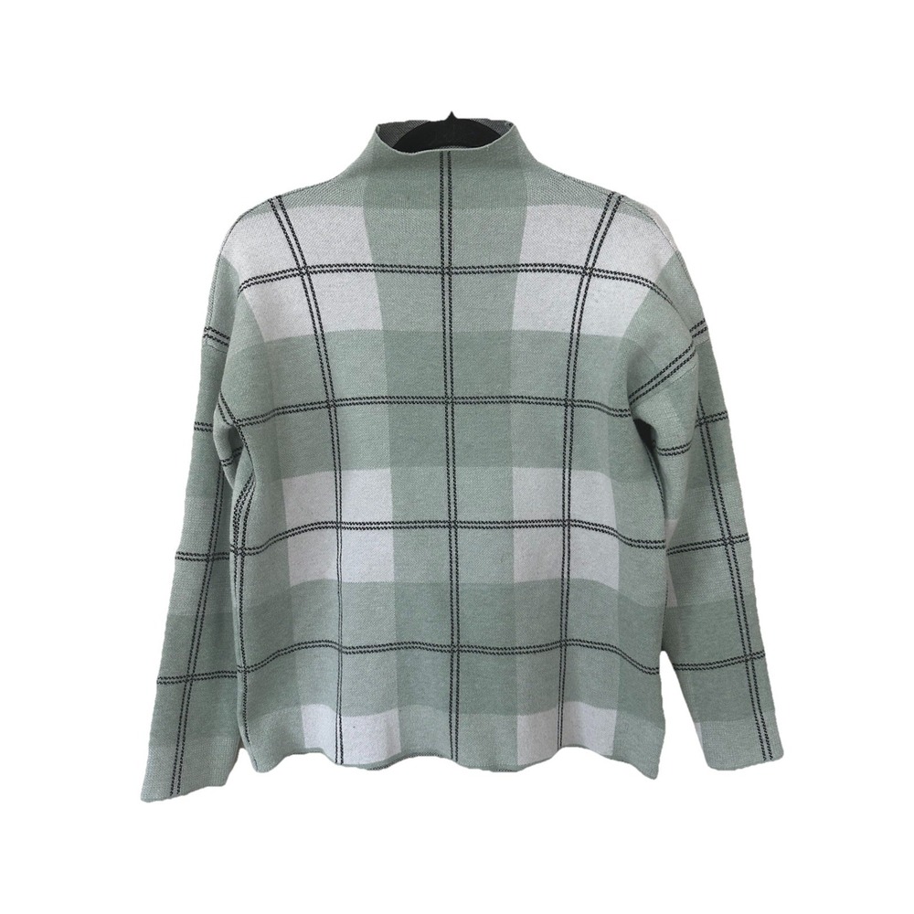 Twee Pastel Plaid Mock Turtleneck Sweater Size Large Rachel Zoe Jackie O Preppy
